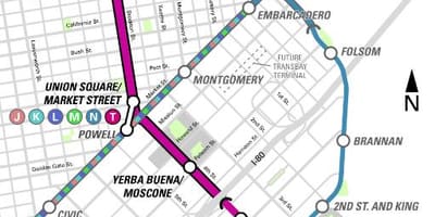 Centrālā metro San Francisco karte