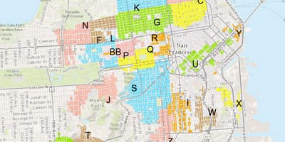 San Francisco stāvvietas zonu karte