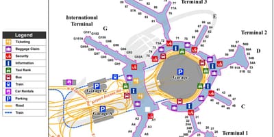SFO starptautiskā ierašanās karte