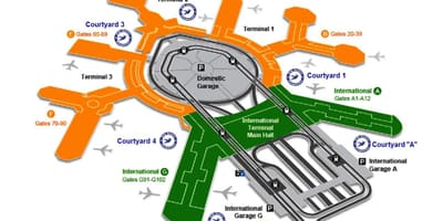 SFO starptautiskā termināļa ielidošanas karte