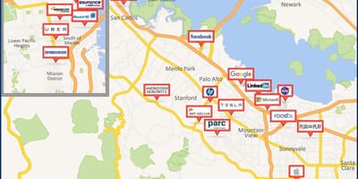 Karte silicon valley ceļojumu