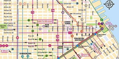 Vagoniņš līnijas, sanfrancisko karte